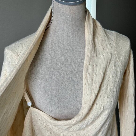 LULU BRAVO Cashmere Asymmetrical Multiway Cream Cardigan - Size medium - Picture 3 of 9
